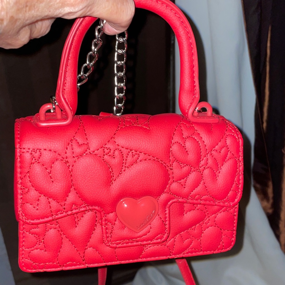 Luv Betsy Betsy Johnson Red Quilted Heart Top-Handle Crossbody Bag 5x7x3 - Picture 8 of 8